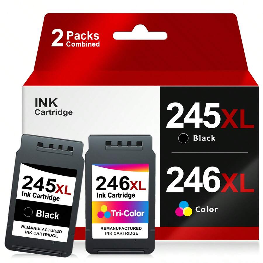 2 Pack 245XL Ink Cartridge Replacement For Cannon 245XL 246XL Combo Pack PG-245XL CL-246XL For Pixma TR4520 TR4527 MG2522 MG2520 MX490 MX492 TS202 TS302 TS3320 MG2920 Printer (Black, Color) - View 1
