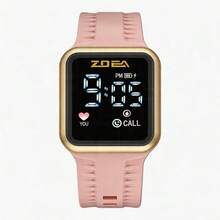 ZOEA Sports Smartwatch With Breathable Perforated Strap + Square Touchscreen + Fitness Style + Daily/Sport Use + Smartwatch - 粉色 - 查看 2