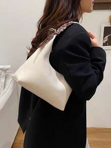 Bufanda de mujer como regalo, bolso de hombro minimalista - Blanco - Ver 6
