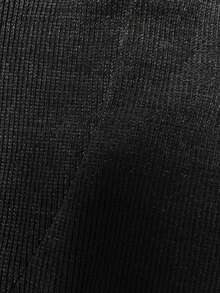 Women's Ribbed Tracksuit Set, Hooded Pullover, Cuffed Sweatshirt, Straight-Leg Trousers With Belt, Pockets, Spring Autumn Casual - Black - View 4
