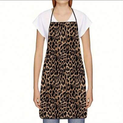 A 1PCS Apron With Fashionable Leopard Print, Suitable For Both Men And Women To Use In The Home Kitchen