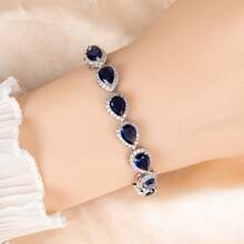 1 chiếc vòng tay thời trang nữ 17.5cm + 3cm, kiểu dáng thanh lịch, đính đá Zirconia 3A hình giọt nước lấp lánh, vòng tay cưới sang trọng, phù hợp cho các dịp kỷ niệm, dạ hội, quà tặng trang sức ngày Valentine, phong cách sang trọng, tiệc tùng, chủ đề ngày lễ, quà tặng. - Vòng đeo tay - Xem 16