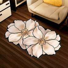 1pc French Milky White Double Flower Asymmetric Shaped Rug, Soft And Delicate Milky White Double Flower Rug With 3D Petal Lines And Fine Texture, Bringing The Gentle Moonlight Into Your Home With A French Atmosphere. Suitable For Bathroom Mat, Bath Rug, Doormat, Small Rug, Carpet, Rug, Home Decor, Area Rug, Outdoor Mat, Bedroom Carpet, Machine Washable - A - View 16