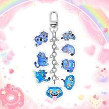Móc khóa acrylic hình nhóm nhạc nữ K-POP Demon Hunter và nhóm nhạc nam Saka, mặt dây chuyền hình mèo xanh, phụ kiện charm xếp chồng. - Nhiều màu - Xem 2