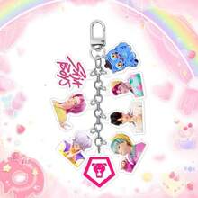 Móc khóa acrylic hình nhóm nhạc nữ K-POP Demon Hunter và nhóm nhạc nam Saka, mặt dây chuyền hình mèo xanh, phụ kiện charm xếp chồng. - Nhiều màu - Xem 3
