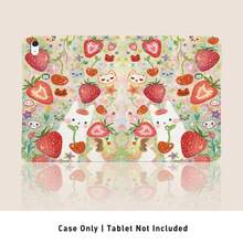 1pc Strawberry, Cat & Star Pattern Flip Cover Tablet Case With Pen Slot, Compatible With Honor Pad 8/9/10, Honor GT 11.5inch/X7/X8A/X9/X8Pro/X9Pro/V9/V8 Pro, Matepad 11 Inch 2023/2022, Apple 10th Gen/ 11 2025 (A16), A9/A9+/A11/S11/S10 FE+, Auto Sleep/Wake Function, Suitable For School Season, Valentine's Day, Holiday Gifts - Multicolor - View 2