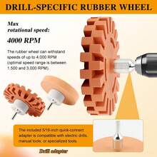 Eraser Wheel Decal Remover Tool Kit, 2 Upgraded Rubber Wheels With Razor Blade Scrapers & Drill Adapters, Removing Adhesive Stickers Vinyl Pinstripes Emblem Label Glue For Car Truck RV - Orange(2+1 Set) - 查看 3