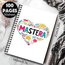 1pc Cute Hand-Drawn Heart Pattern Spiral Notebook, 100 Page High Capacity, 50 Sheets. Suitable For Work Records, Study Notes, School Daily Use. Thoughtful Gift For Graduation, Birthday, Also For Diary Writing, Daily Planning, Memo Use, Making Writing More Fun! - T - View 2
