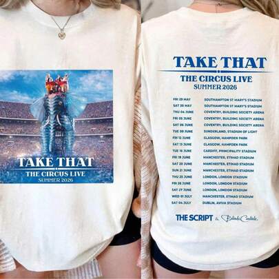 Take That The Circus Live Tour 2026 T-Shirt, Summer Concert Shirt, Front And Back Print Fan Tee