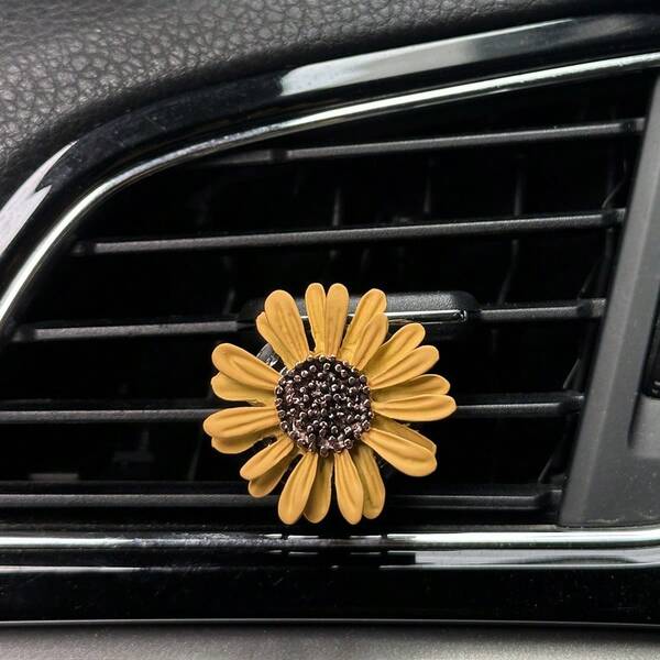 1 pieza Difusor de fragancia con clip para rejilla de ventilación con diseño floral, decoración para rejilla de aire acondicionado de coche