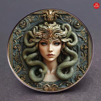 1pc 2D Flat Greek Mythology Medusa Brooch, Unique Creative Brooch Suitable For Backpacks, Clothes, Collars And Hats, Multifunctional Fashion Accessory To Add Ceremonial Feeling To Every Moment