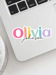 Custom Name Stickers Personalized Text Rainbow Glitter Name Labels Self-Adhesive Waterproof Stickers For School, Notebook, Water Bottle, Stationery - Multicolor - View 19
