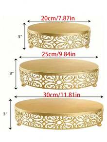 1pc Round Metal Cake Stand, Gold Tray, Suitable For Wedding, Birthday, Party Dessert Display, Also Suitable As Gift For Thanksgiving, Halloween, Christmas - Multicolor - View 9