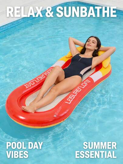 1pc Inflatable Backrest Lounger, Adult Summer Swimming Pool And Beach Floating Raft, Party Use, Perfect Summer Gift, Swimming Pool Floating Lounger, Pool Inflatable, Beach Essentials, Pool Float