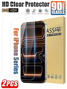 MIGAE 2pcs Tempered Glass Screen Protector, Compatible With IPhone 17, 17 Pro, 17 Pro Max, 17 Air, 16, 16 Plus, 16 Pro, 16 Pro Max, 15, 14, 13, 12, 11 Pro Max, X, XS, XR, Mini, 7, 8, 14 Plus, 14, 15 Pro Max - Clear - View 33