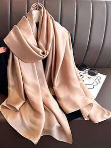 1 chiếc khăn choàng/khăn quàng cổ nữ thời trang sáng tạo, cá tính, tinh tế, chất liệu satin nhuộm ombre, vẽ tay. - Rượu sâm banh - Xem 2