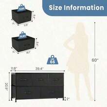 Sweetcrispy 3 Sizes Dresser Bedroom, Storage Drawers, Tall Large Fabric Storage Tower Organizer,Organization And Storage Clothes Organizer , Chest Of Drawers With Metal Frame Wooden Top Nursery, Closet, Living Room, Entryway, White - màu đen - Xem 4