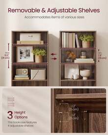 VASAGLE Bookshelf, 6-Tier Bookcase, Book Shelf Furniture, Open Storage Shelves, Room Decor, For Living Room, Home Office, Dinning Room,  9.4 X 23.6 X 63.3 Inches, Cloud White - 胡桃木色 - 查看 4