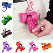 1pc Colorful Bone Shaped Portable Pet Dog Poop Bag Dispenser, Comes With 15 Disposable Bags, Suitable For Outdoor Walking & Training, Random Color Bags - Multicolor - View 1