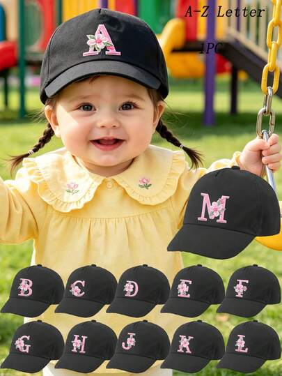 Cute A-Z Letter Print Kids Baseball Cap - Adjustable Snapback Casual Hat, Suitable For Outdoor Play, Beach And Daily Wear