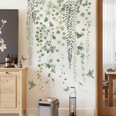 2pcs Leaf Vine Wall Decals, Decorative Wall Paintings For Office, Porch, Accent Wall, Home Decor, Self-Adhesive
