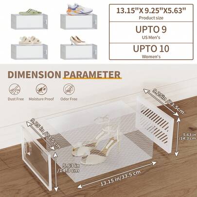 12pcs Modular Shoe Storage Boxes, Space-Saving Transparent Plastic Stackable Containers With Lids, Display Boxes For Sports Shoes, White