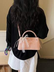 Túi xách nhỏ thời trang, túi đeo vai sành điệu mùa xuân mới dành cho nữ, túi vuông đeo chéo thanh lịch tiện dụng đi làm. - Hồng - Xem 4