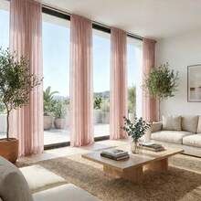 4-Piece Voile Sheer Light Filtering Curtains, Rod Pocket Drapes For Living Room & Bedroom, Soft Diffused Natural Light, Easy To Hang, Ideal Window Treatment & Room Divider - 淺粉色 - 查看 13