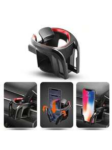 Multi-Function Car Air Vent Cup Holder & Phone Mount Bracket - Solid Color - View 3