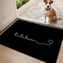 1/2/3pcs Modern Welcome & Kitchen Mat With Heart Design - White On Black Mat Suitable For Front Door, Bathroom, Kitchen - Machine Washable Low-Maintenance Housewarming Gift For Women () - Multicolor - View 4