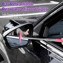 Limpador Retrátil de Espelho Retrovisor de Carro em Aço Inoxidável, Escova para Limpeza de Vidros de Carro e Remoção de Sujeira, Manchas de Água e Neve, Design Compacto e Conveniente, Economiza Espaço - A - Visão 3