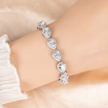1 chiếc vòng tay thời trang nữ 17.5cm + 3cm, kiểu dáng thanh lịch, đính đá Zirconia 3A hình giọt nước lấp lánh, vòng tay cưới sang trọng, phù hợp cho các dịp kỷ niệm, dạ hội, quà tặng trang sức ngày Valentine, phong cách sang trọng, tiệc tùng, chủ đề ngày lễ, quà tặng. - Vòng đeo tay - Xem 15