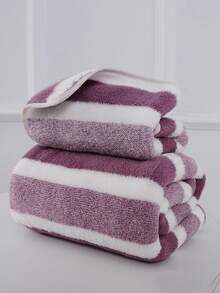 1pc Bath Towel (Available In Multiple Colors), Minimalist Striped Pattern, Made Of Polyester Fiber, Size 70*140cm Or 75*35cm, Also Available 1pc 30*30cm Hand Towel. Suitable For Men, Women, And All Ages, Ideal For Home Use, Highly Absorbent And Quick-Drying, Soft Texture. Suitable For All Seasons, Applicable To Bathroom, Hotel, Gym, Travel, Party, Outdoor Activities, Swimming Pool, Beach, Beauty Salon, Etc. - Multicolor - View 28