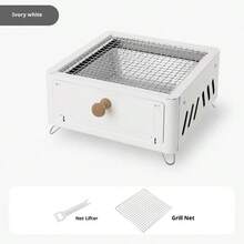 Parrilla de carbón portátil para el hogar, campamento, jardín, barbacoa al aire libre, fogata cuadrada para cocinar té - Multicolor - Ver 10