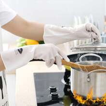 Reusable Long Sleeve Rubber Gloves For Dishwashing, Kitchen & Pet Cleaning - Food PVC Material - Other - View 3