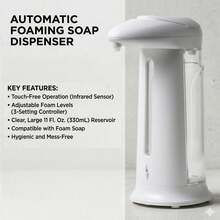Aquarius GELCAVE Automatic Foaming Soap Dispenser 330ml Freestanding Motion Sensor Touchless Hand Wash Dispenser For Kitchen Bathroom Office Home - A - View 2