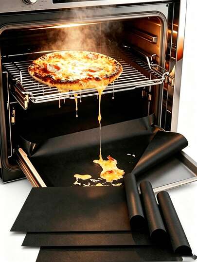 3/2/1 Pcs Oven Liners, Easy To Clean Oven/Stovetop Bottom Protective Mats, Non-Stick Heat Resistant Baking Mats For Home And Outdoor Camping Grilling, Durable Thickened Oven Liners, Stove Protectors, Grill Mats, Anti-Spill Pads, Oven And Microwave Mats, Kitchen Supplies, Easy Clean Oven Protectors, Salvamanteles, Valentine's Day, New Year's Eve, DIY Desserts, Kitchen