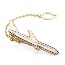 Premium Men's Tie Clip, Gold Airplane Shaped Creative Business Formal Accessory, Elegant Unisex Tie Pin - Ship - View 2
