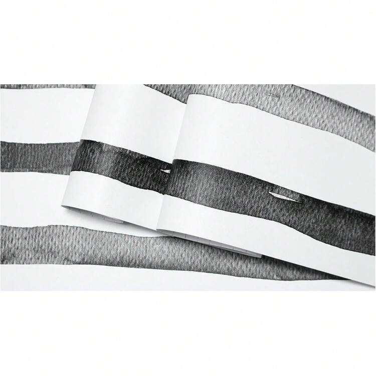 1 cuộn giấy dán tường đen dày, giấy dán tường kẻ sọc bóc sẵn, giấy dán tường vinyl tự dính màu ô liu/trắng hiện đại có thể tháo rời. - đen - Xem 8