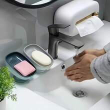 Khay đựng xà phòng có đế hút, giá đựng xà phòng bằng nhựa có lỗ thoát nước, khay đựng xà phòng không bị đọng xà phòng, giá đựng xà phòng tiết kiệm không gian cho phòng tắm, hộp đựng xà phòng đế chống trượt cho vòi sen, bồn rửa, nhà bếp, giá đựng xà phòng dễ vệ sinh, hộp đựng xà phòng phòng tắm phong cách tối giản hiện đại - Nhiều kiểu dáng - Xem 2