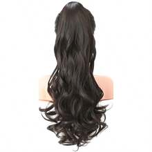 WaveTrip Vacation-Inspired Women's Summer Outfit, 24-Inch Ombre Wavy Clip-In Heat-Resistant Synthetic Hair Extension, Suitable For Women And Girls For Party And Daily Use - Black Brown - View 9