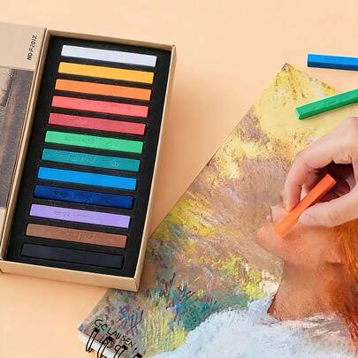 1pc 12PCS/Box Colored Pastel Sticks, Colored Chalk, Professional Pastel Sticks For Coloring, Blackboard Chalk, Sketching And Painting, Specialized For Art Use