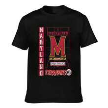 Maryland Terrapins College Park MD Basketball Graphic T Shirt For Men And Women Casual Short Sleeve Tee - 黑色 - 查看 1