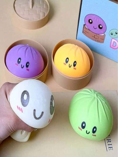 3pcs/1pc Soft Bread Shaped Squishy Ball, Dumpling Shaped Stress Relief Ball, Perfect Gift For Boys, Office Leisure Items, Ideal For Easter, Valentine's Day, Birthday, Christmas