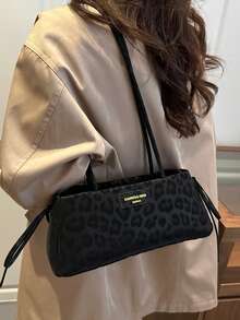 Nueva bolsa de mano con estampado de leopardo a la moda, adecuada para fiestas, salidas, vacaciones, compras y uso diario, puede almacenar monedas, teléfonos, también adecuada como bolso de trabajo para mujeres de carrera, estudiantes universitarias y mujeres profesionales, elegante bolso de oficina para damas - Negro - Ver 6