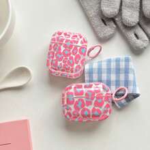 Simple Tetragonum Pink Blue Leopard Print Irregular Pattern Transparent Glossy Surface Earphones Cover Case For AirPods 1 2 3 4 Pro Pro2 Pro3 - Clear - View 2