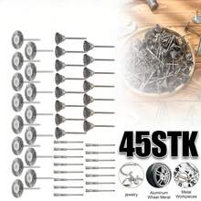 45-teiliges Edelstahl-Drahtbürsten-Set Für Bohrmaschinen – T-Form, Schalen- & Pin-Bürsten Zum Entgraten, Rostentfernen & Polieren Von Holz & Metall - A - Übersicht 8