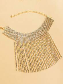 1pc Sexy Crystal Leg Chain, Suitable For Evening Gown - Gold - View 4