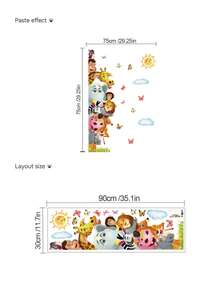 mama look 1pc Large Size PVC Removable Wall Sticker, Cartoon Animals Totem Pole Design Featuring Bears, Foxes, Mice, Lions, Birds, Rabbits Under Moonlight, 4 Peeking Dinosaurs, Animals Peeking In Sunshine, Suitable For Bedroom, Living Room, Study, Dining Room, Predicted For Home Wall Decor, Room Decoration - Multiple Styles - View 11