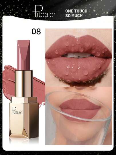Pudaier 1支粉裸色防水不褪色唇膏，适合所有肤色，是送给她的完美情人节礼物